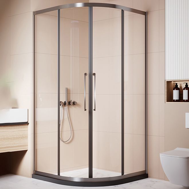 Framed Double Sliding Shower Stall Tempered Glass Shower Stall Clearhalo 'Bathroom Remodel & Bathroom Fixtures' 'Home Improvement' 'home_improvement' 'home_improvement_shower_stalls_enclosures' 'Shower Stalls & Enclosures' 'shower_stalls_enclosures' 'Showers & Bathtubs' 1200x1200_7d50d827-4957-40e8-b492-d4b5afbe8794
