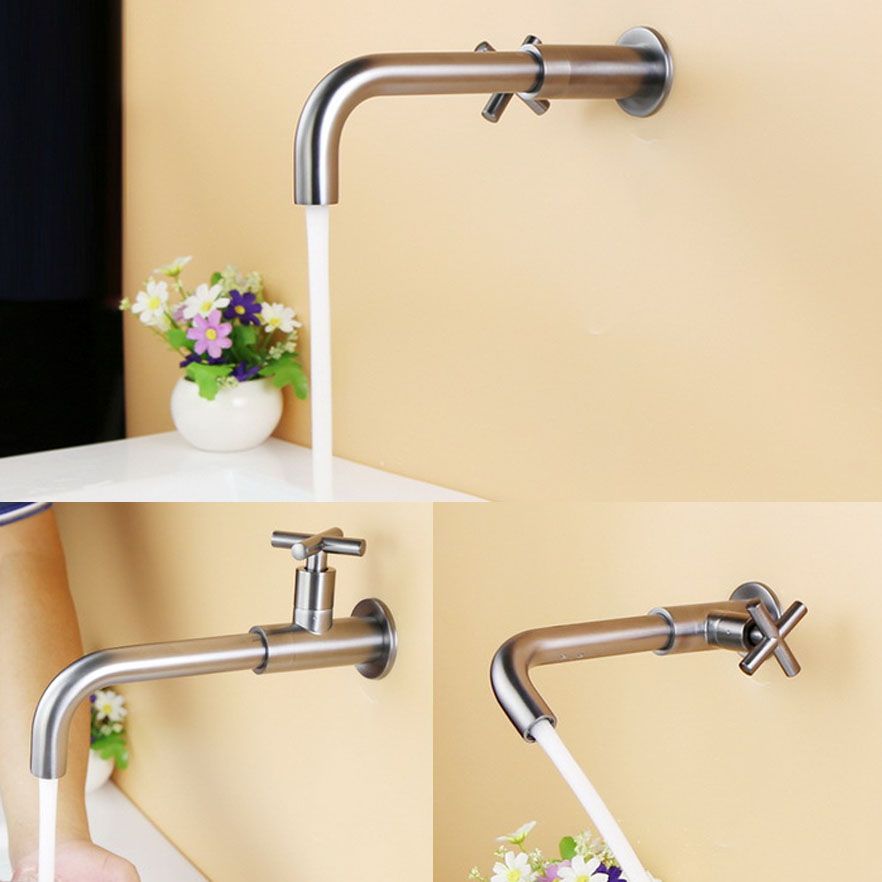 Wall Mounted Faucets Single Cross Handle Faucet for Bathroom Clearhalo 'Bathroom Remodel & Bathroom Fixtures' 'Bathroom Sink Faucets' 'Bathroom Sinks & Faucet Components' 'bathroom_sink_faucets' 'Home Improvement' 'home_improvement' 'home_improvement_bathroom_sink_faucets' 1200x1200_7d61f93b-1fba-4b9c-8bed-c51d4e20b5d6
