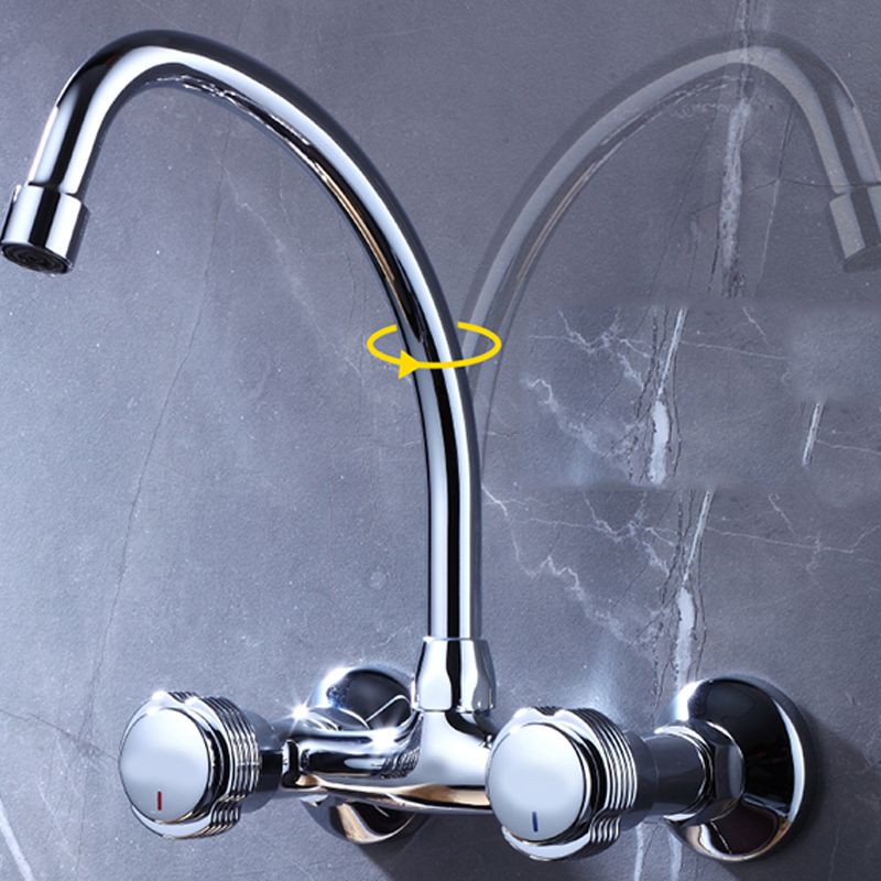 Contemporary Single Handle Kitchen Faucet Wall Mounted Bar Faucet in Chrome Clearhalo 'Home Improvement' 'home_improvement' 'home_improvement_kitchen_faucets' 'Kitchen Faucets' 'Kitchen Remodel & Kitchen Fixtures' 'Kitchen Sinks & Faucet Components' 'kitchen_faucets' 1200x1200_7d6c640f-2f19-4eb6-b739-e35f554ef7ec