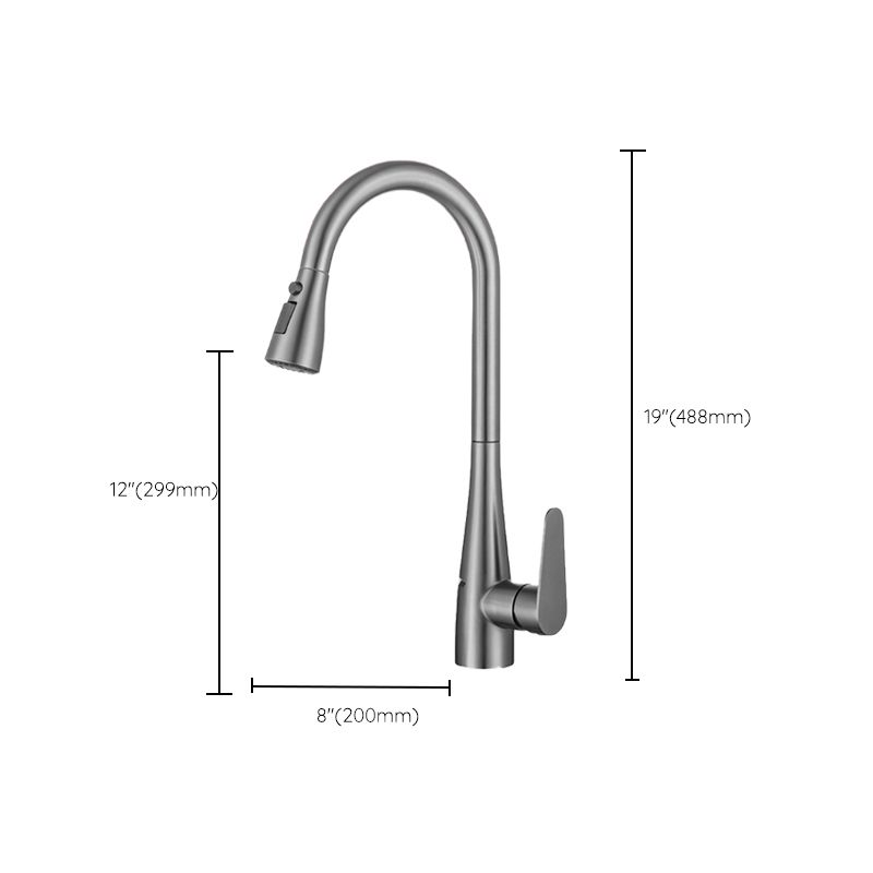 Modern Standard Kitchen Faucet 1-Handle Pull down Bar Faucet Clearhalo 'Home Improvement' 'home_improvement' 'home_improvement_kitchen_faucets' 'Kitchen Faucets' 'Kitchen Remodel & Kitchen Fixtures' 'Kitchen Sinks & Faucet Components' 'kitchen_faucets' 1200x1200_7d700930-ed4b-42af-8031-32649e7b5bed