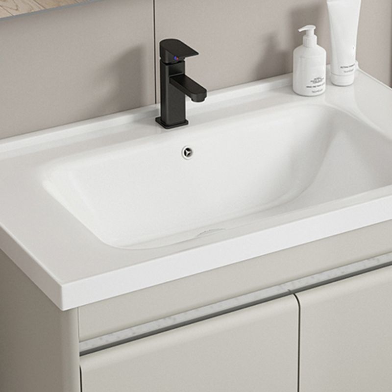 Modern Metal Sink Vanity Wall Mount Khaki Tone Bathroom Vanity with Mirror Cabinet Clearhalo 'Bathroom Remodel & Bathroom Fixtures' 'Bathroom Vanities' 'bathroom_vanities' 'Home Improvement' 'home_improvement' 'home_improvement_bathroom_vanities' 1200x1200_7daf606a-ddfc-40a4-a1db-9db73192838d