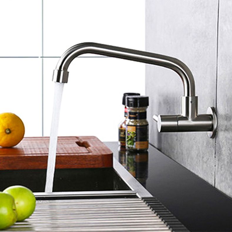 Contemporary Single Handle Kitchen Faucet Metal 1-Hold Bar Faucet with No Sensor Clearhalo 'Home Improvement' 'home_improvement' 'home_improvement_kitchen_faucets' 'Kitchen Faucets' 'Kitchen Remodel & Kitchen Fixtures' 'Kitchen Sinks & Faucet Components' 'kitchen_faucets' 1200x1200_7db9a169-1d80-4fcd-a2f3-886aac360f59