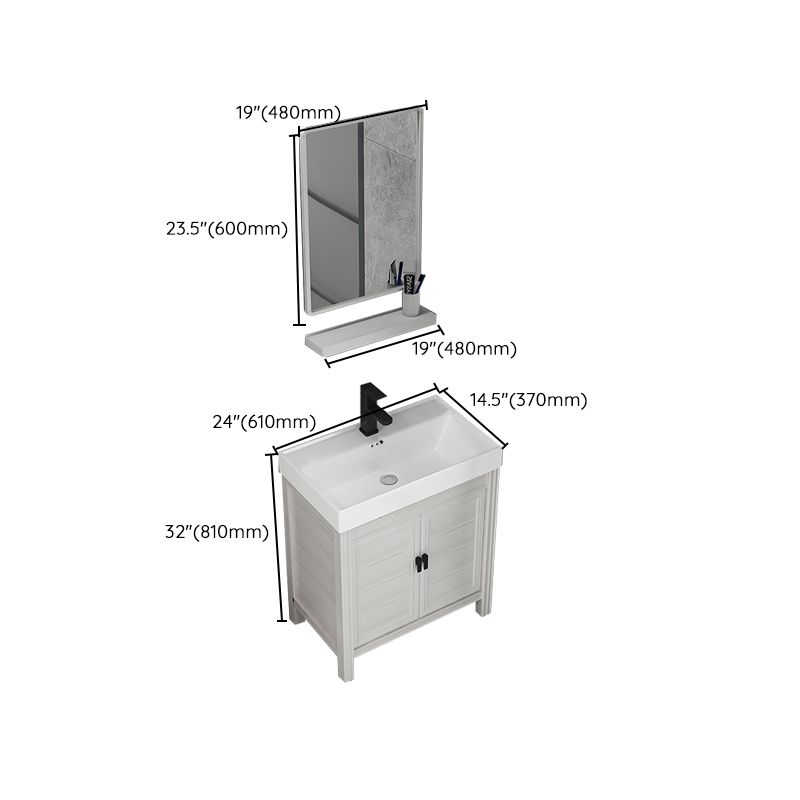 Rectangular Modern Bathroom Vanity White Metal Frame Single-Sink Vanity Set Clearhalo 'Bathroom Remodel & Bathroom Fixtures' 'Bathroom Vanities' 'bathroom_vanities' 'Home Improvement' 'home_improvement' 'home_improvement_bathroom_vanities' 1200x1200_7dcd09a7-af56-4ecc-a5bf-3dda5fbebe0b