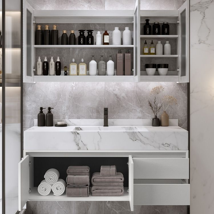 Wall Mount Wood Sink Vanity Modern Bathroom Sink Vanity with Mirror Clearhalo 'Bathroom Remodel & Bathroom Fixtures' 'Bathroom Vanities' 'bathroom_vanities' 'Home Improvement' 'home_improvement' 'home_improvement_bathroom_vanities' 1200x1200_7dd22d07-ae12-47f1-9664-02a57fc9fd1f