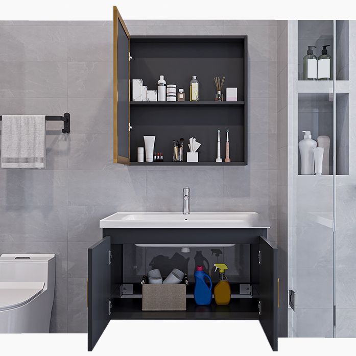 Glam Single Wall Mount Sink Vanity Gray Metal Base Rectangular Vanity Set Clearhalo 'Bathroom Remodel & Bathroom Fixtures' 'Bathroom Vanities' 'bathroom_vanities' 'Home Improvement' 'home_improvement' 'home_improvement_bathroom_vanities' 1200x1200_7dd9a5ac-ed30-41df-8712-c6d7fcd0eefb