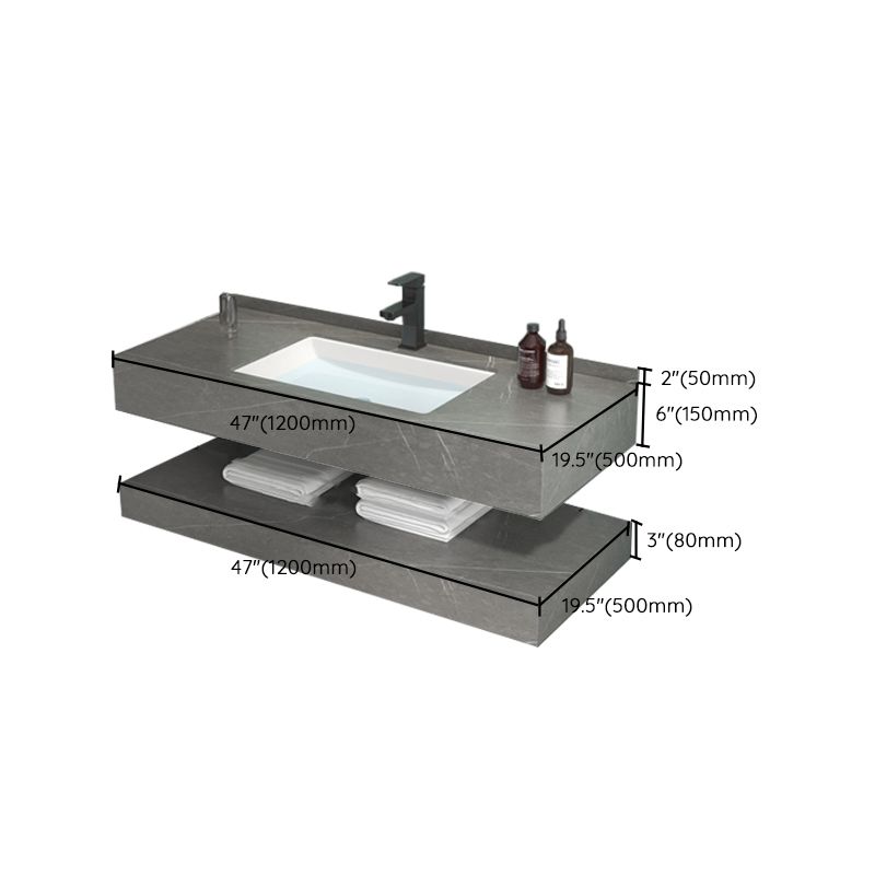 Grey Bath Vanity Rectangle Single Sink Mirror Shelving Included Stone Bathroom Vanity Clearhalo 'Bathroom Remodel & Bathroom Fixtures' 'Bathroom Vanities' 'bathroom_vanities' 'Home Improvement' 'home_improvement' 'home_improvement_bathroom_vanities' 1200x1200_7ddb96ce-7092-4986-bdbe-af08831fb646