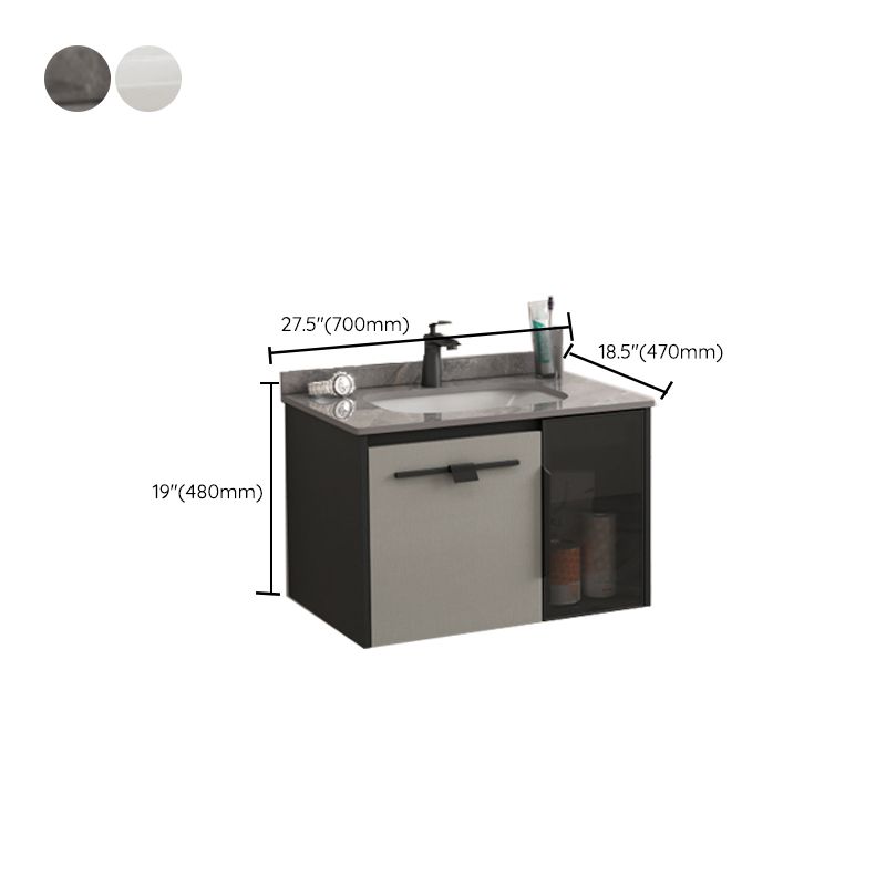 Contemporary Square Sink Cabinet Mirror Cabinet Bathroom Wall Mount Vanity Cabinet Clearhalo 'Bathroom Remodel & Bathroom Fixtures' 'Bathroom Vanities' 'bathroom_vanities' 'Home Improvement' 'home_improvement' 'home_improvement_bathroom_vanities' 1200x1200_7ddb9c60-d673-4af5-ad77-b342ad48d074