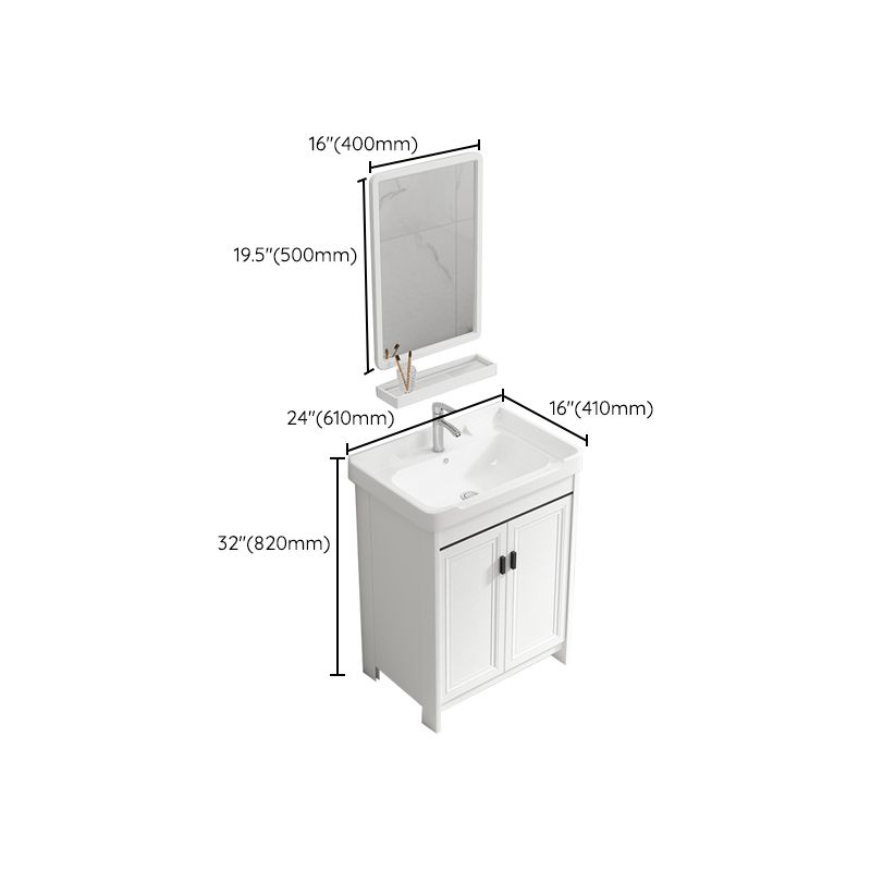Rectangle Vanity Set White 2 Doors Freestanding Metal Frame Single Sink Vanity Clearhalo 'Bathroom Remodel & Bathroom Fixtures' 'Bathroom Vanities' 'bathroom_vanities' 'Home Improvement' 'home_improvement' 'home_improvement_bathroom_vanities' 1200x1200_7df31d71-ee32-4bf2-af18-e4cb29008207