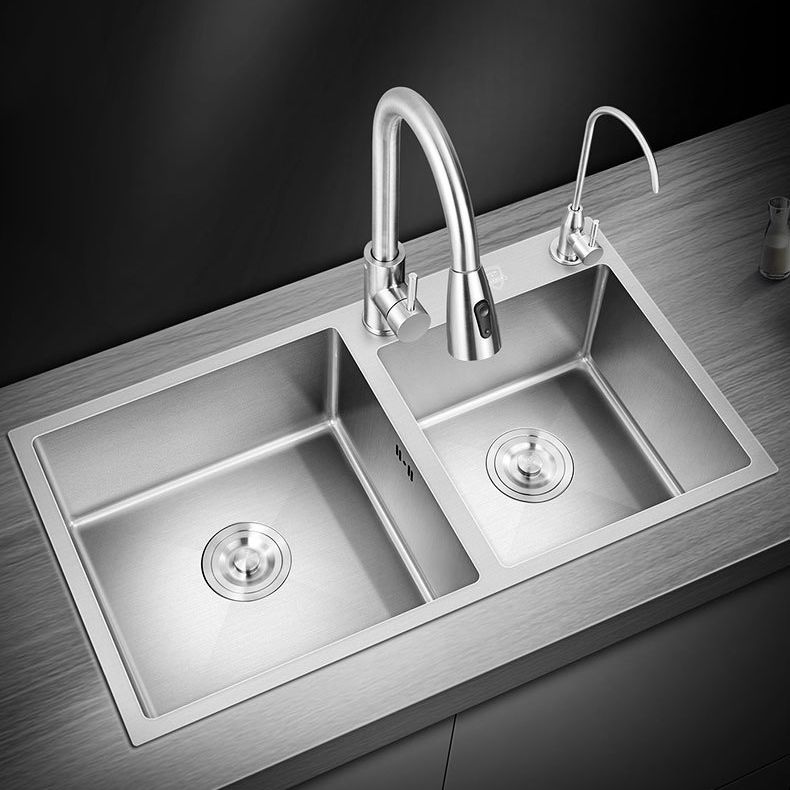 Stainless Steel Kitchen Sink Double Bowl Kitchen Sink with Rectangular Shape Clearhalo 'Home Improvement' 'home_improvement' 'home_improvement_kitchen_sinks' 'Kitchen Remodel & Kitchen Fixtures' 'Kitchen Sinks & Faucet Components' 'Kitchen Sinks' 'kitchen_sinks' 1200x1200_7e069e3c-48b2-4cc6-a929-2a2539b2dd12