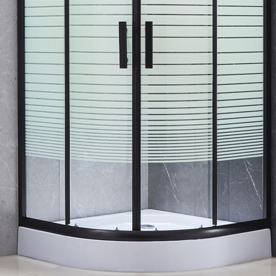 Tempered Glass Shower Enclosure Black Double Sliding Door Shower Kit Clearhalo 'Bathroom Remodel & Bathroom Fixtures' 'Home Improvement' 'home_improvement' 'home_improvement_shower_stalls_enclosures' 'Shower Stalls & Enclosures' 'shower_stalls_enclosures' 'Showers & Bathtubs' 1200x1200_7e0bdd3b-a0a5-458e-950d-137aecdca5ff