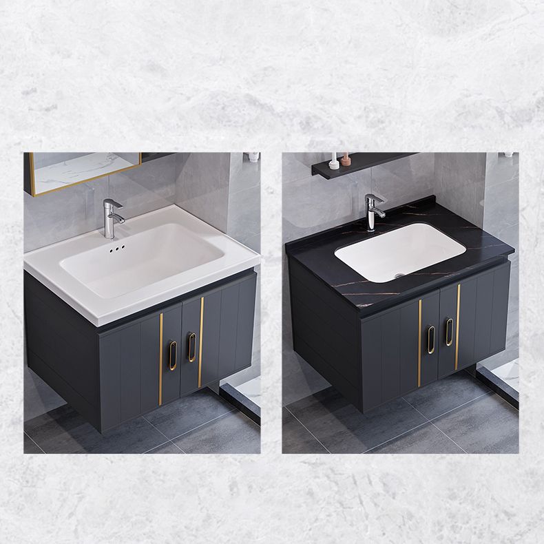 Glam Single Wall Mount Sink Vanity Gray Metal Base Rectangular Vanity Set Clearhalo 'Bathroom Remodel & Bathroom Fixtures' 'Bathroom Vanities' 'bathroom_vanities' 'Home Improvement' 'home_improvement' 'home_improvement_bathroom_vanities' 1200x1200_7e22617a-0a8c-41bc-bebd-37b436c0ad38