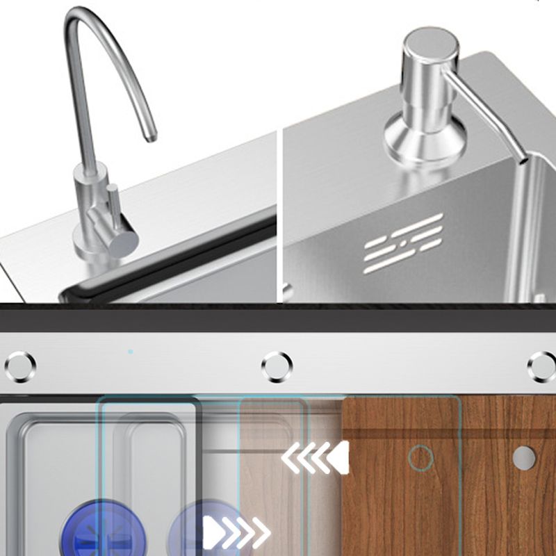 Modern Kitchen Sink Stainless Steel with Grid Strainer and Faucet Workstation Sink Clearhalo 'Home Improvement' 'home_improvement' 'home_improvement_kitchen_sinks' 'Kitchen Remodel & Kitchen Fixtures' 'Kitchen Sinks & Faucet Components' 'Kitchen Sinks' 'kitchen_sinks' 1200x1200_7e255d7e-ce9d-4b96-bbf7-33964c37ab58