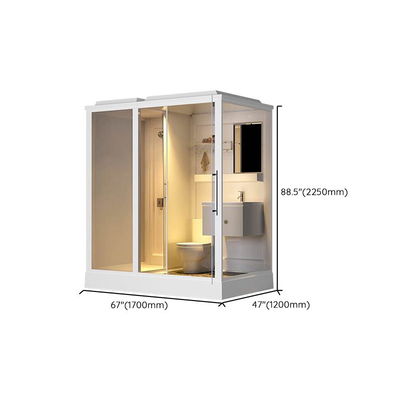 White Shower Stall Framed Single Sliding Rectangle Shower Kit Clearhalo 'Bathroom Remodel & Bathroom Fixtures' 'Home Improvement' 'home_improvement' 'home_improvement_shower_stalls_enclosures' 'Shower Stalls & Enclosures' 'shower_stalls_enclosures' 'Showers & Bathtubs' 1200x1200_7e27ad65-335c-4c93-88e1-a48ccb6c2eef