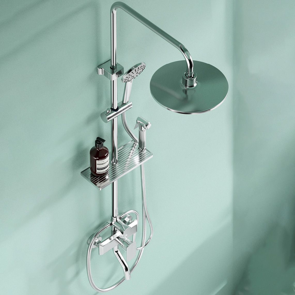 Modern Pressure Balanced Diverter Valve Shower Metal Shower Head Shower Faucet On Wall Clearhalo 'Bathroom Remodel & Bathroom Fixtures' 'Home Improvement' 'home_improvement' 'home_improvement_shower_faucets' 'Shower Faucets & Systems' 'shower_faucets' 'Showers & Bathtubs Plumbing' 'Showers & Bathtubs' 1200x1200_7e4569b2-8557-4158-891b-980a25c283bf