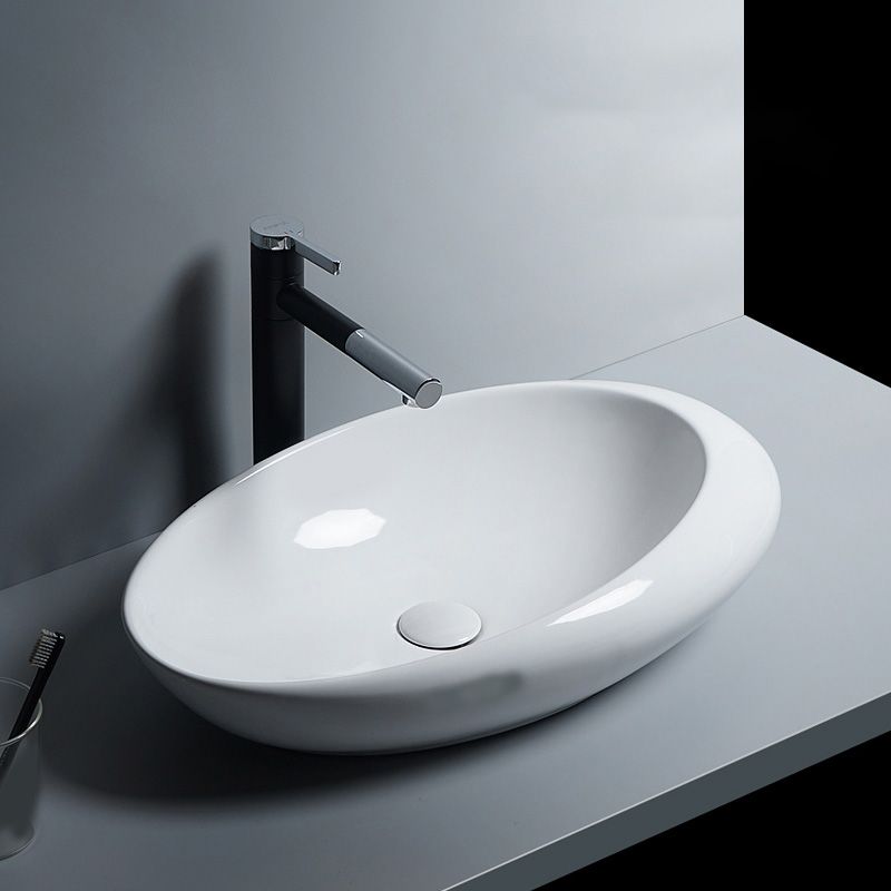Modern Bathroom Sink Porcelain Oval-Shape Vessel Bathroom Sink with Pop-Up Drain Clearhalo 'Bathroom Remodel & Bathroom Fixtures' 'Bathroom Sinks & Faucet Components' 'Bathroom Sinks' 'bathroom_sink' 'Home Improvement' 'home_improvement' 'home_improvement_bathroom_sink' 1200x1200_7e54eb88-d5cf-4c9f-af40-fdc8b3257c93