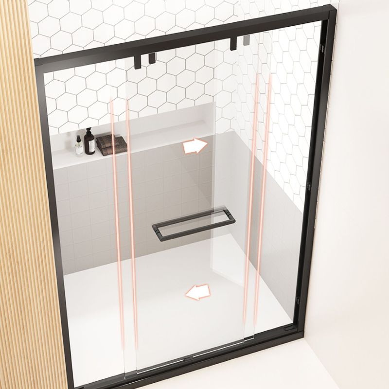 Narrow Edge Semi Frameless Shower Door Tempered Glass Double Sliding Shower Door Clearhalo 'Bathroom Remodel & Bathroom Fixtures' 'Home Improvement' 'home_improvement' 'home_improvement_shower_tub_doors' 'Shower and Tub Doors' 'shower_tub_doors' 'Showers & Bathtubs' 1200x1200_7e5e9956-40bc-489f-87f9-86441e454808