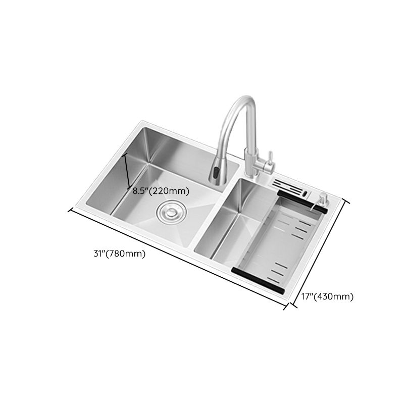Modern Style Kitchen Sink Overflow Hole Design Scratch Resistant Kitchen Sink Clearhalo 'Home Improvement' 'home_improvement' 'home_improvement_kitchen_sinks' 'Kitchen Remodel & Kitchen Fixtures' 'Kitchen Sinks & Faucet Components' 'Kitchen Sinks' 'kitchen_sinks' 1200x1200_7e6b5ba5-bdd7-4f84-9ef1-523a551e2222