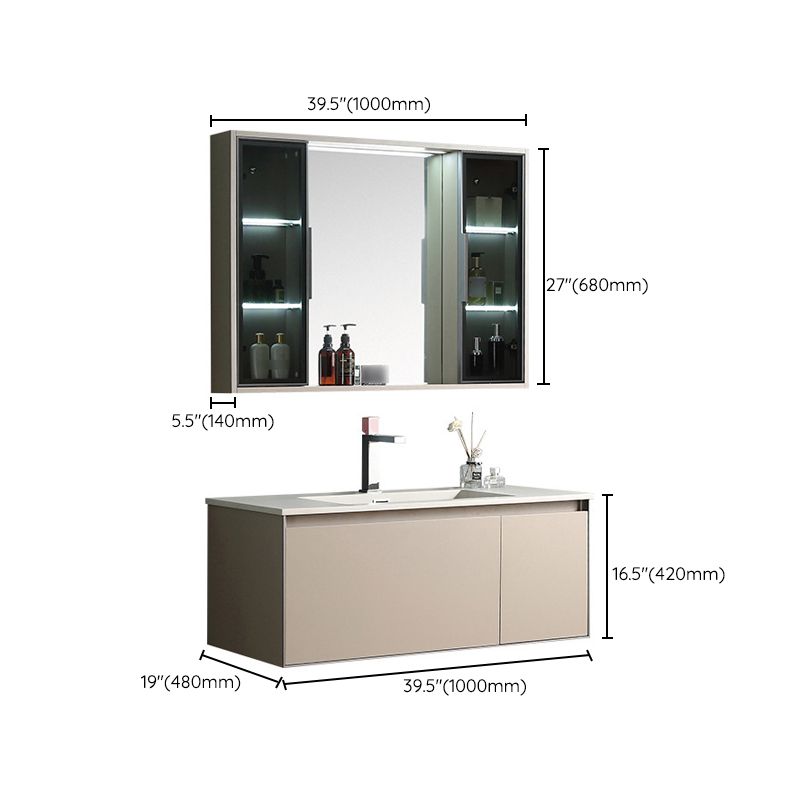Contemporary Wooden Vanity Cabinet Mirror Bathroom Vanity Set with Storage Shelving Clearhalo 'Bathroom Remodel & Bathroom Fixtures' 'Bathroom Vanities' 'bathroom_vanities' 'Home Improvement' 'home_improvement' 'home_improvement_bathroom_vanities' 1200x1200_7e79a652-a748-4beb-826f-d3882497163b