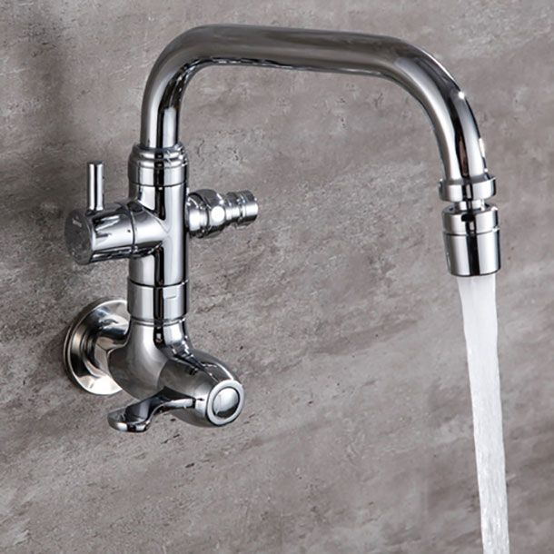 Modern Pull Down Single Handle Kitchen Faucet Wall-mounted Faucet in Chrome Clearhalo 'Home Improvement' 'home_improvement' 'home_improvement_kitchen_faucets' 'Kitchen Faucets' 'Kitchen Remodel & Kitchen Fixtures' 'Kitchen Sinks & Faucet Components' 'kitchen_faucets' 1200x1200_7ea85e3c-fa05-4f60-a402-a8c165f96ed0