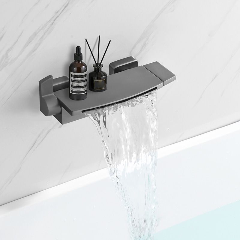Modern Bathroom Faucet Two Handle Copper Wall Mounted Bathroom Faucet Clearhalo 'Bathroom Remodel & Bathroom Fixtures' 'Bathtub Faucets' 'bathtub_faucets' 'Home Improvement' 'home_improvement' 'home_improvement_bathtub_faucets' 1200x1200_7ead943d-1f85-47af-a308-20e1b8bbcf5c