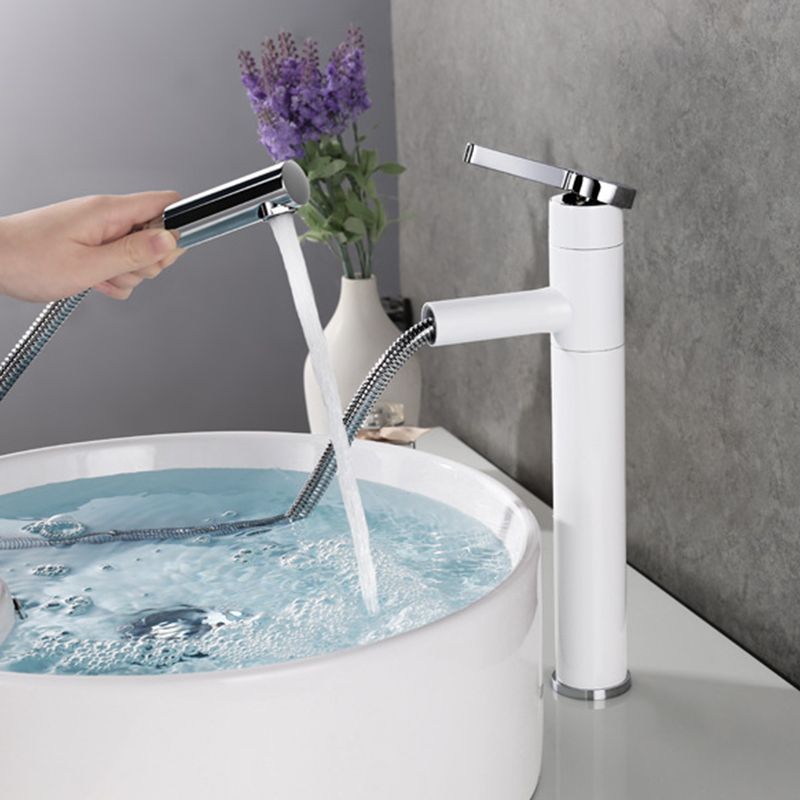 Pull-out Vessel Faucet Modern Style Faucet with One Lever Handle Clearhalo 'Bathroom Remodel & Bathroom Fixtures' 'Bathroom Sink Faucets' 'Bathroom Sinks & Faucet Components' 'bathroom_sink_faucets' 'Home Improvement' 'home_improvement' 'home_improvement_bathroom_sink_faucets' 1200x1200_7eb0eb28-b460-47c1-94d8-20fdf86c3d34