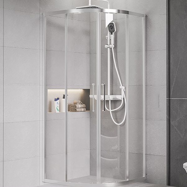 Framed Double Sliding Shower Enclosure Round Shower Enclosure Clearhalo 'Bathroom Remodel & Bathroom Fixtures' 'Home Improvement' 'home_improvement' 'home_improvement_shower_stalls_enclosures' 'Shower Stalls & Enclosures' 'shower_stalls_enclosures' 'Showers & Bathtubs' 1200x1200_7eb83475-24d2-457a-aae9-3505847e58dd