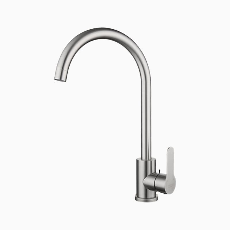 Contemporary 1 Hole Kitchen Faucet Single Handle with Supply Line Clearhalo 'Home Improvement' 'home_improvement' 'home_improvement_kitchen_faucets' 'Kitchen Faucets' 'Kitchen Remodel & Kitchen Fixtures' 'Kitchen Sinks & Faucet Components' 'kitchen_faucets' 1200x1200_7ee1f79c-191b-423e-808f-a17d820f5dca