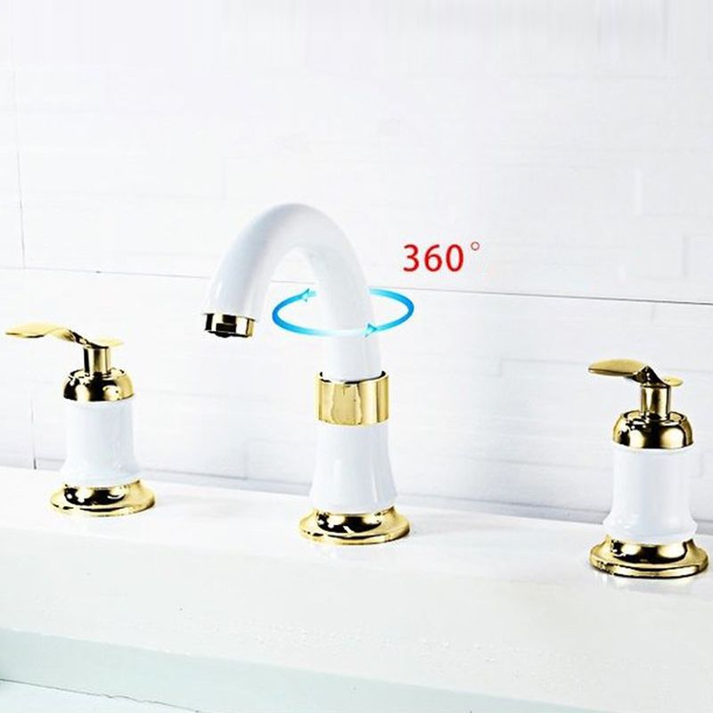 Luxury Rotatable Widespread Sink Faucet Circular Lever Handle Faucet with Water Hose Clearhalo 'Bathroom Remodel & Bathroom Fixtures' 'Bathroom Sink Faucets' 'Bathroom Sinks & Faucet Components' 'bathroom_sink_faucets' 'Home Improvement' 'home_improvement' 'home_improvement_bathroom_sink_faucets' 1200x1200_7ee615dc-b887-471d-b66d-30f7e556bc8b