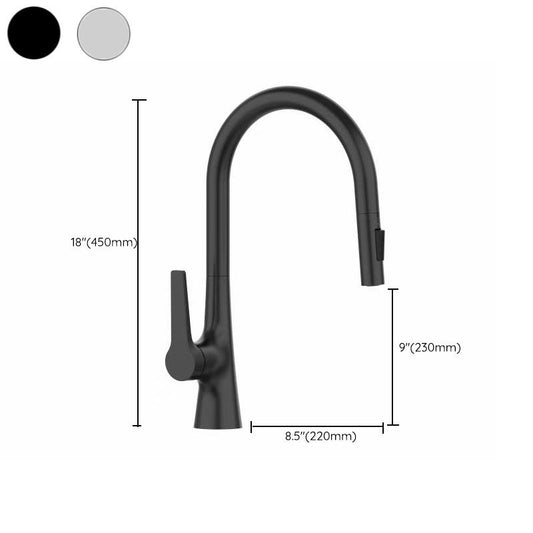 Contemporary Single Handle Standard Kitchen Faucet Pull Down 1-Hold Faucet Clearhalo 'Home Improvement' 'home_improvement' 'home_improvement_kitchen_faucets' 'Kitchen Faucets' 'Kitchen Remodel & Kitchen Fixtures' 'Kitchen Sinks & Faucet Components' 'kitchen_faucets' 1200x1200_7f0329ab-9bee-4298-bfe1-562edcb0563e