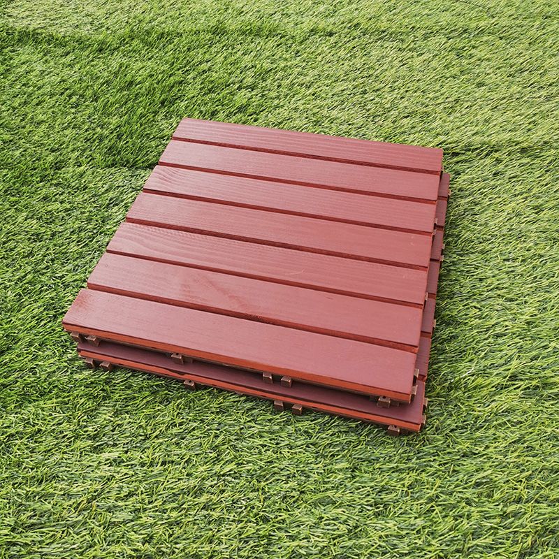 Red 6-Slat Square Wood Patio Tiles Snap Fit Installation Floor Board Tiles Clearhalo 'Home Improvement' 'home_improvement' 'home_improvement_outdoor_deck_tiles_planks' 'Outdoor Deck Tiles & Planks' 'Outdoor Flooring & Tile' 'Outdoor Remodel' 'outdoor_deck_tiles_planks' 1200x1200_7f07c6d3-692d-4493-9b88-1f76ffe598eb
