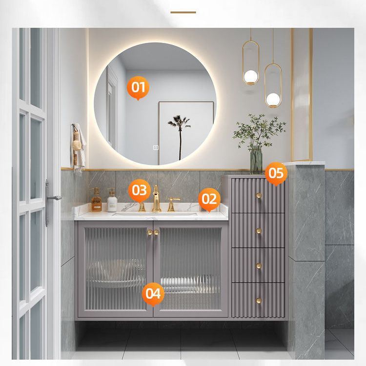 Modern Sink Vanity Wall Mount Solid Color Bathroom Vanity with Drawers Clearhalo 'Bathroom Remodel & Bathroom Fixtures' 'Bathroom Vanities' 'bathroom_vanities' 'Home Improvement' 'home_improvement' 'home_improvement_bathroom_vanities' 1200x1200_7f1a1524-a5c0-4243-9bde-7e284206cdff