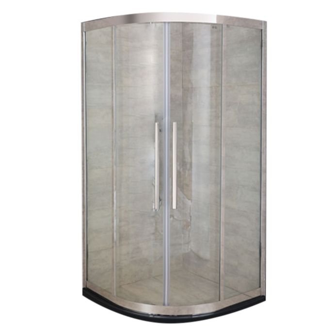 Double Sliding Round Shower Enclosure Clear with Fixed Panel Clearhalo 'Bathroom Remodel & Bathroom Fixtures' 'Home Improvement' 'home_improvement' 'home_improvement_shower_stalls_enclosures' 'Shower Stalls & Enclosures' 'shower_stalls_enclosures' 'Showers & Bathtubs' 1200x1200_7f1ab1e4-4a5d-40b5-b1f9-7e148896db2a