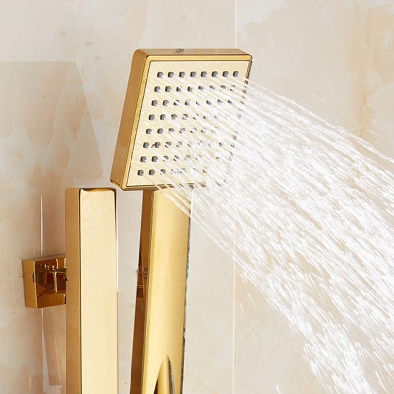 Contemporary Shower Head Square Golden Bathroom Handheld Shower Head Clearhalo 'Bathroom Remodel & Bathroom Fixtures' 'Home Improvement' 'home_improvement' 'home_improvement_shower_heads' 'Shower Heads' 'shower_heads' 'Showers & Bathtubs Plumbing' 'Showers & Bathtubs' 1200x1200_7f20f333-db31-4614-9d1a-14f1e961fb0f