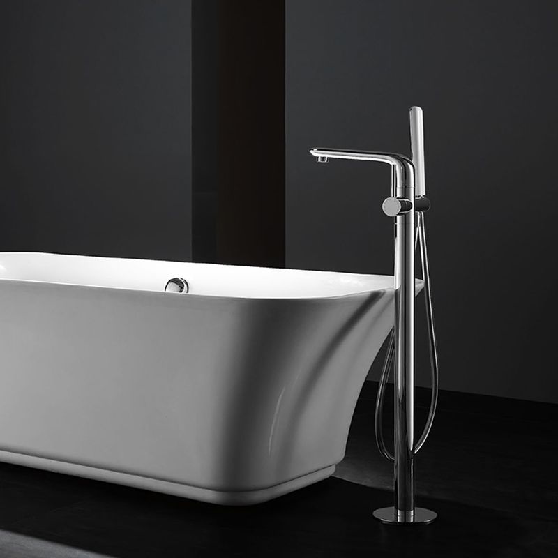 Traditional Floor Mounted Metal Freestanding Tub Filler Swivel Tub Filler Trim Clearhalo 'Bathroom Remodel & Bathroom Fixtures' 'Bathtub Faucets' 'bathtub_faucets' 'Home Improvement' 'home_improvement' 'home_improvement_bathtub_faucets' 1200x1200_7f2f3484-7932-4ce1-9db4-8a3227a1eac8