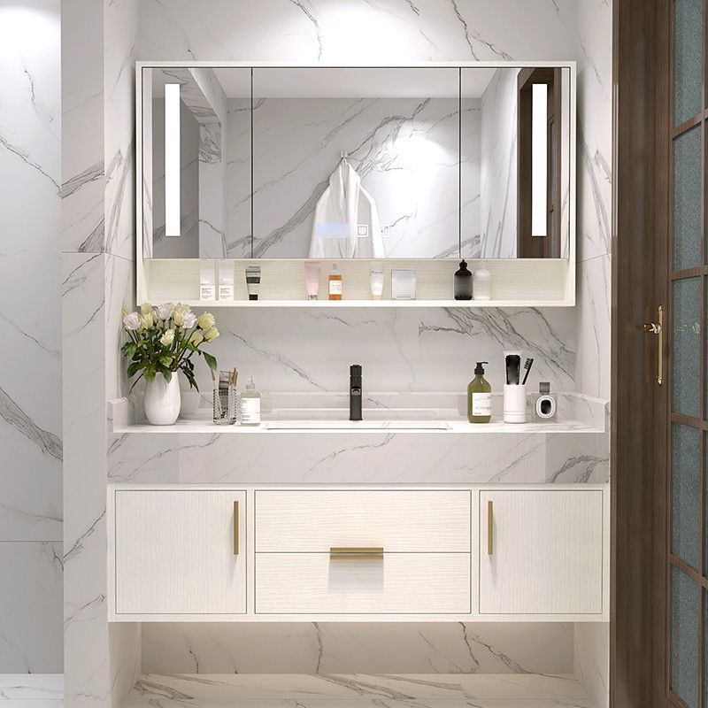 Bathroom Vanity Set Single-Sink Wall-Mounted Mirror Included Drawers Bathroom Vanity Clearhalo 'Bathroom Remodel & Bathroom Fixtures' 'Bathroom Vanities' 'bathroom_vanities' 'Home Improvement' 'home_improvement' 'home_improvement_bathroom_vanities' 1200x1200_7f52ac20-3b73-4fb7-a173-a5df339057b4