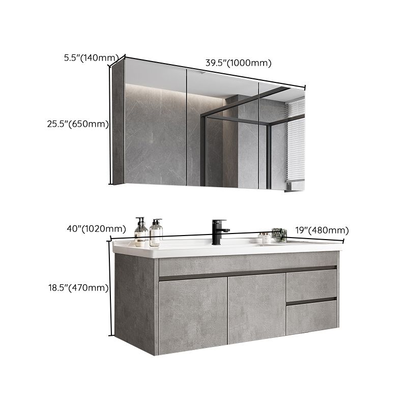 Gray Modern Bathroom Vanity Single-Sink Rectangular Wall Mount Vanity Set Clearhalo 'Bathroom Remodel & Bathroom Fixtures' 'Bathroom Vanities' 'bathroom_vanities' 'Home Improvement' 'home_improvement' 'home_improvement_bathroom_vanities' 1200x1200_7f822a3c-94bf-4b17-a600-4f529a26e18c