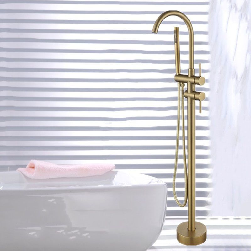 Floor Mounted Metal Freestanding Tub Filler Double Handles Freestanding Faucet with Hose Clearhalo 'Bathroom Remodel & Bathroom Fixtures' 'Bathtub Faucets' 'bathtub_faucets' 'Home Improvement' 'home_improvement' 'home_improvement_bathtub_faucets' 1200x1200_7f82bbcc-54fa-4797-b4e4-d05533f15170