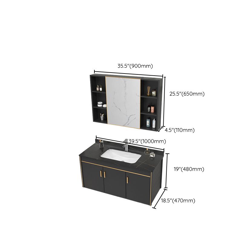 Glam Single Sink Vanity Metal Frame Rectangular Wall Mount Bath Vanity Clearhalo 'Bathroom Remodel & Bathroom Fixtures' 'Bathroom Vanities' 'bathroom_vanities' 'Home Improvement' 'home_improvement' 'home_improvement_bathroom_vanities' 1200x1200_7f8d244b-261f-4a50-96b7-99744e0db752