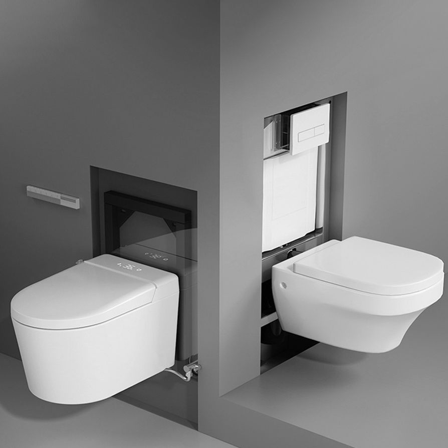 Elongated Wall Mounted Bidet Dryer White Wall Hung Toilet Set Clearhalo 'Bathroom Remodel & Bathroom Fixtures' 'Bidets' 'Home Improvement' 'home_improvement' 'home_improvement_bidets' 'Toilets & Bidets' 1200x1200_7f93ca65-a2b5-4bd7-b656-47e5a954b522