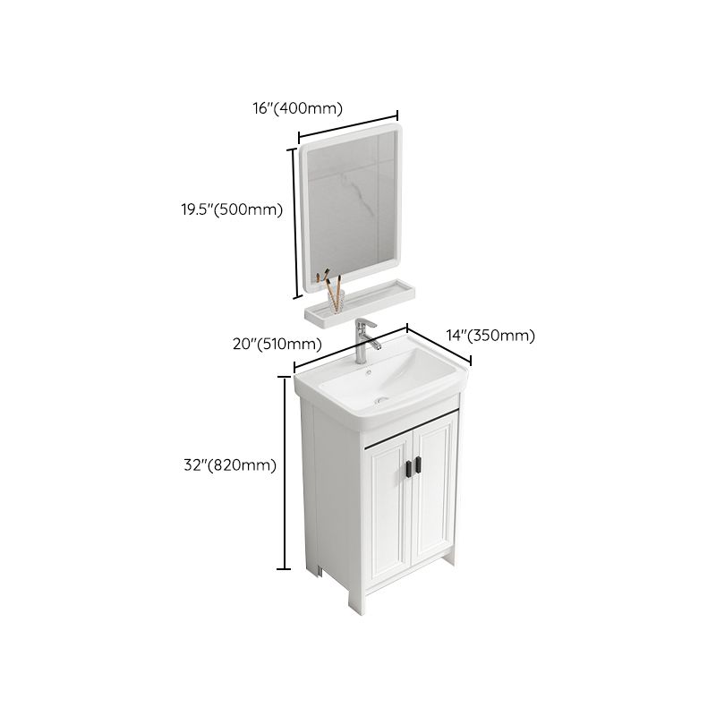 Rectangle Vanity Set White 2 Doors Freestanding Metal Frame Single Sink Vanity Clearhalo 'Bathroom Remodel & Bathroom Fixtures' 'Bathroom Vanities' 'bathroom_vanities' 'Home Improvement' 'home_improvement' 'home_improvement_bathroom_vanities' 1200x1200_7fa2b9cb-03dc-4676-8215-350ae6db2fcf