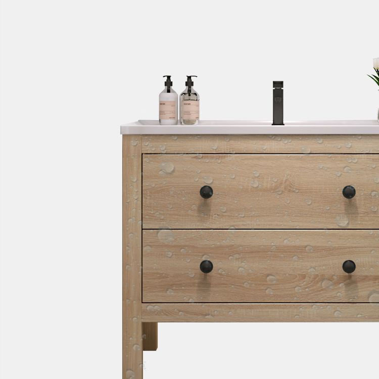 Wood Frame Vanity Mirror Freestanding Single Sink Scratch Resistant Vanity with Drawers Clearhalo 'Bathroom Remodel & Bathroom Fixtures' 'Bathroom Vanities' 'bathroom_vanities' 'Home Improvement' 'home_improvement' 'home_improvement_bathroom_vanities' 1200x1200_7fa6a1fb-d80e-47df-80d9-1b3cd2336a9a