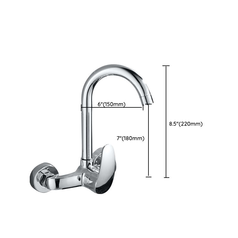 Contemporary Metal Kitchen Faucet Wall-mounted 2 Holds Bar Faucet Clearhalo 'Home Improvement' 'home_improvement' 'home_improvement_kitchen_faucets' 'Kitchen Faucets' 'Kitchen Remodel & Kitchen Fixtures' 'Kitchen Sinks & Faucet Components' 'kitchen_faucets' 1200x1200_7fa95584-ca7e-4f95-924e-f388cc6432eb