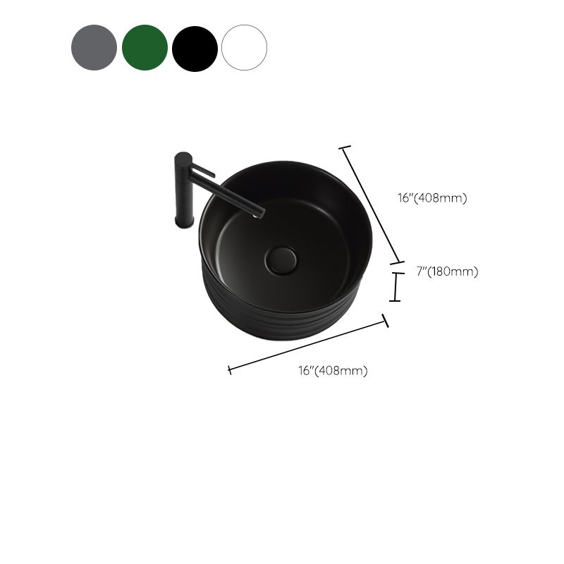 Modern Vessel Bathroom Sink Circular Porcelain with Pop-Up Drain Vessel Sink Clearhalo 'Bathroom Remodel & Bathroom Fixtures' 'Bathroom Sinks & Faucet Components' 'Bathroom Sinks' 'bathroom_sink' 'Home Improvement' 'home_improvement' 'home_improvement_bathroom_sink' 1200x1200_7fbfc5b2-84bb-4b09-928a-945913319a74