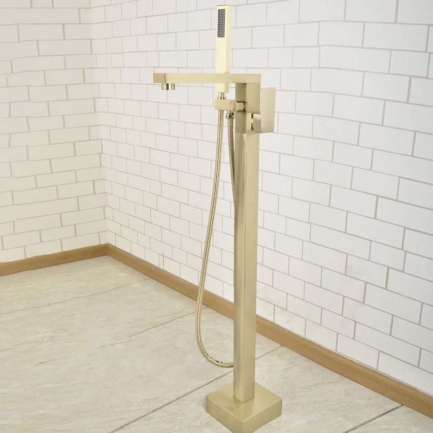 Modern Freestanding Tub Filler Trim Copper Floor Mounted Freestanding Bathtub Faucet Clearhalo 'Bathroom Remodel & Bathroom Fixtures' 'Bathtub Faucets' 'bathtub_faucets' 'Home Improvement' 'home_improvement' 'home_improvement_bathtub_faucets' 1200x1200_7fda0bba-7ea7-4c63-b624-03378f7d9d8a