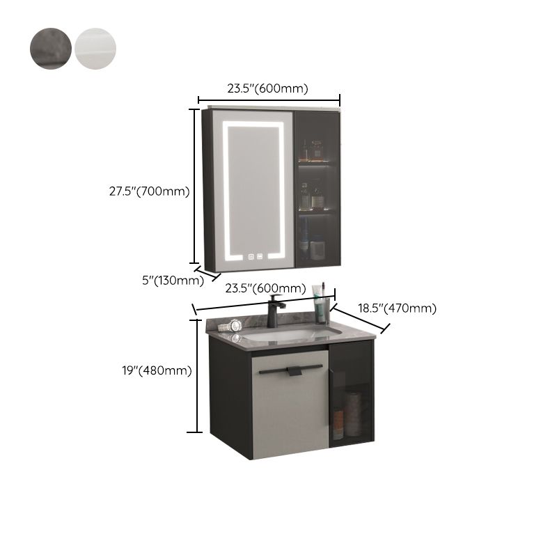 Contemporary Square Sink Cabinet Mirror Cabinet Bathroom Wall Mount Vanity Cabinet Clearhalo 'Bathroom Remodel & Bathroom Fixtures' 'Bathroom Vanities' 'bathroom_vanities' 'Home Improvement' 'home_improvement' 'home_improvement_bathroom_vanities' 1200x1200_7fdc01c2-c4c9-4cf3-94fa-57ad2ff4229d