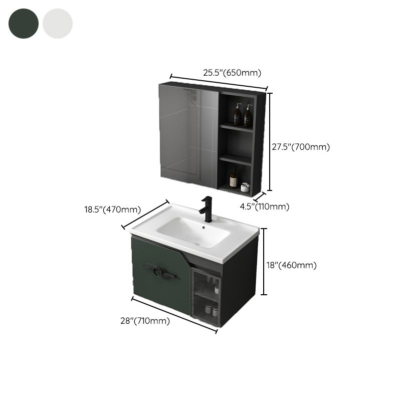 Metal Frame Bath Vanity Mirror Rectangle Wall Mount Single Sink Bathroom Vanity Set Clearhalo 'Bathroom Remodel & Bathroom Fixtures' 'Bathroom Vanities' 'bathroom_vanities' 'Home Improvement' 'home_improvement' 'home_improvement_bathroom_vanities' 1200x1200_7fdf6656-e5e1-4623-9f1b-acc0944f6a6d