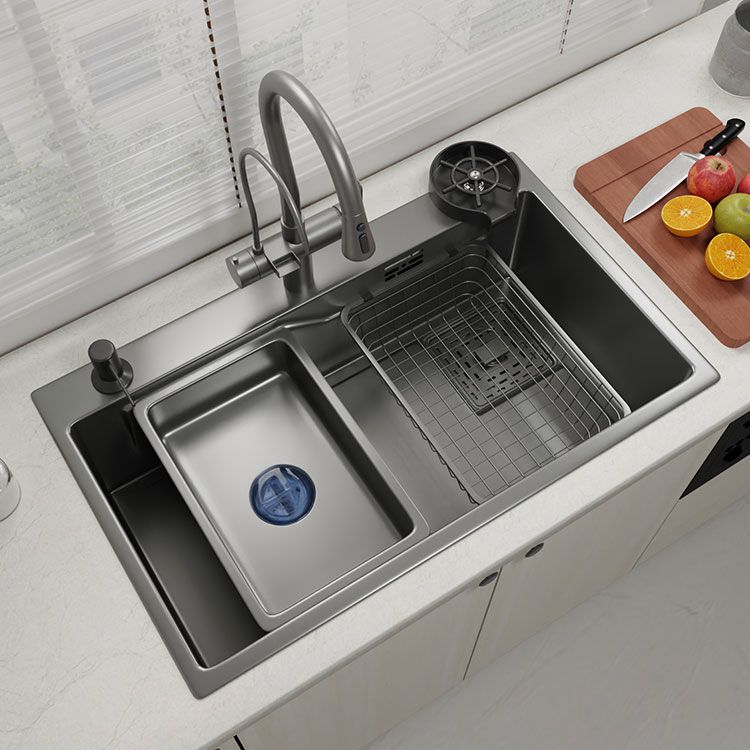 Contemporary Style Kitchen Sink Stainless Steel Corrosion Resistant Kitchen Sink Clearhalo 'Home Improvement' 'home_improvement' 'home_improvement_kitchen_sinks' 'Kitchen Remodel & Kitchen Fixtures' 'Kitchen Sinks & Faucet Components' 'Kitchen Sinks' 'kitchen_sinks' 1200x1200_7fe78e7b-f3d2-44f7-842c-0aab35548f19