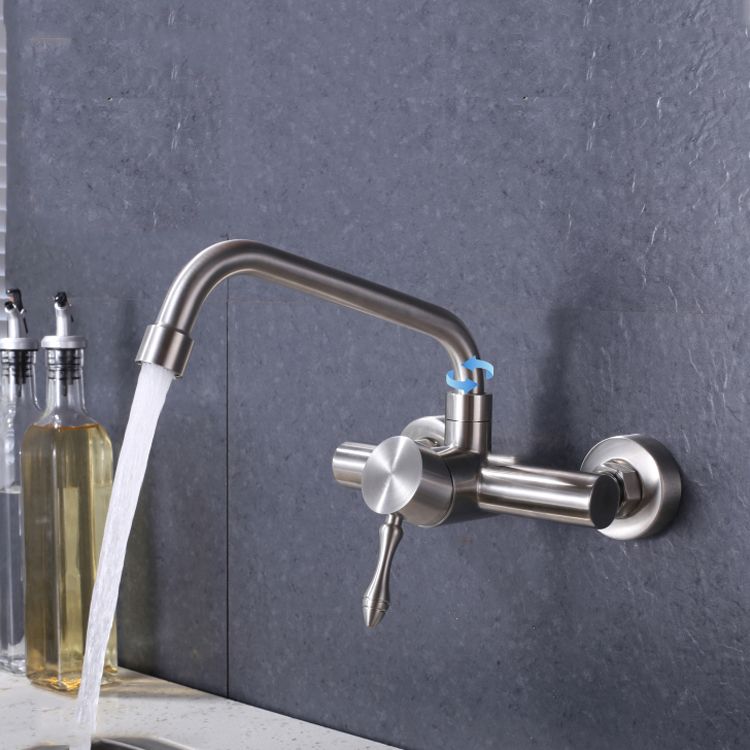 Contemporary 2 Hole Pot Filler No Sensor Single Level Pot Filler in Silver Clearhalo 'Home Improvement' 'home_improvement' 'home_improvement_kitchen_faucets' 'Kitchen Faucets' 'Kitchen Remodel & Kitchen Fixtures' 'Kitchen Sinks & Faucet Components' 'kitchen_faucets' 1200x1200_80042470-0c0a-431d-b12c-6d0fc56124b1