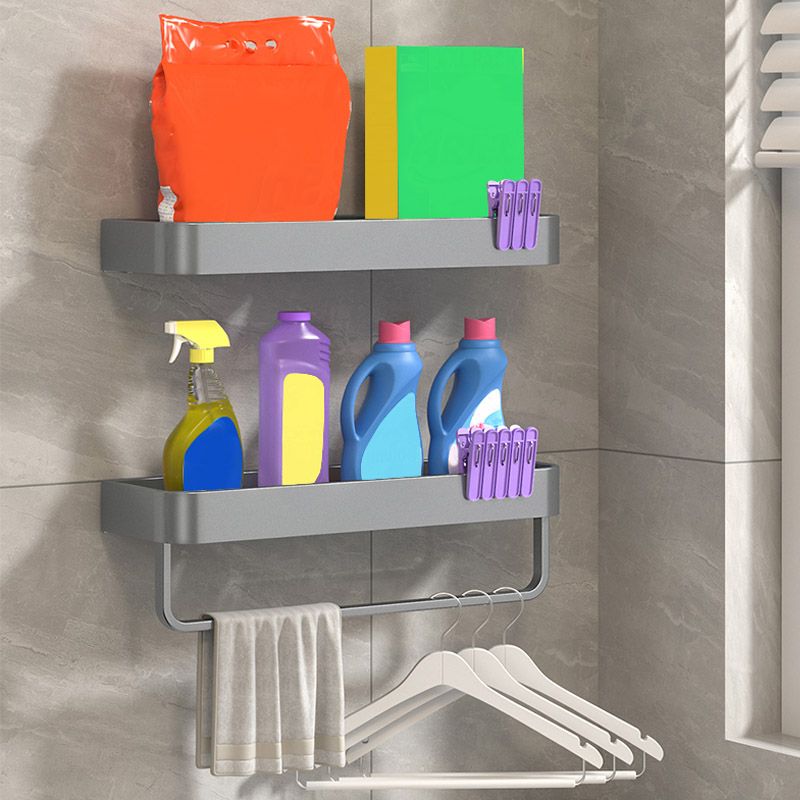 Modern Grey 2-Piece Bathroom Accessory Set, Matte Grey, Bath Shelf Clearhalo 'Bathroom Hardware Sets' 'Bathroom Hardware' 'Bathroom Remodel & Bathroom Fixtures' 'bathroom_hardware_sets' 'Home Improvement' 'home_improvement' 'home_improvement_bathroom_hardware_sets' 1200x1200_80119935-f519-48e1-90ca-a4cecc611024