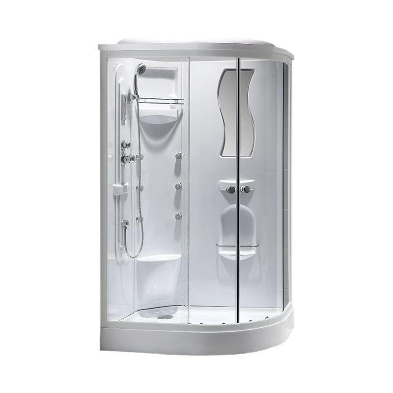 Neo-Round Shower Stall White Tempered Glass Shower Stall with Door Handles Clearhalo 'Bathroom Remodel & Bathroom Fixtures' 'Home Improvement' 'home_improvement' 'home_improvement_shower_stalls_enclosures' 'Shower Stalls & Enclosures' 'shower_stalls_enclosures' 'Showers & Bathtubs' 1200x1200_80186a3a-adbd-4fa4-9b46-e96b6104a83f